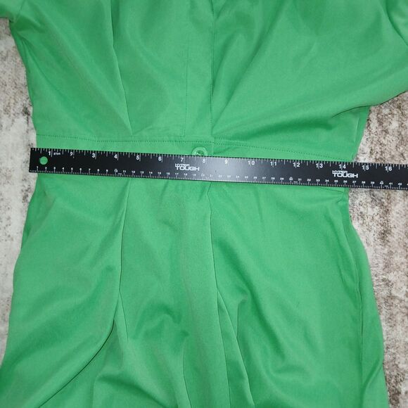 Women's Green Collared Shirt Dress Long Sleeve Midi Pleated Dress By UOOZEE - Picture 16 of 16